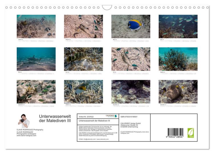 Produktbild: Unterwasserwelt der Malediven III (Wandkalender 2026 DIN A3 quer), CALVENDO Monatskalender