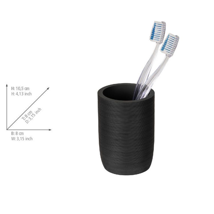Produktbild: Bad-Accessoire Set Mod. Altavalle, schwarz, Polyresin, Bambus, &Oslash; 18,5 x 8 cm, freistehend, inklusive