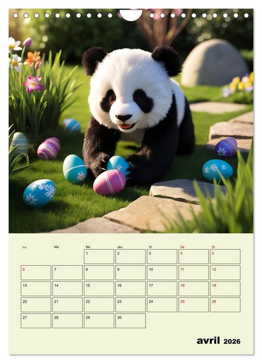 Produktbild: Les pandas rigolos - Une ann&eacute;e de douceur et de rires (Calendrier mural 2026 DIN A4 horizontal), CALVENDO calendrier mensuel