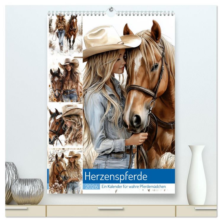 Produktbild: Herzenspferde (hochwertiger Premium Wandkalender 2026 DIN A2 hoch), Kunstdruck in Hochglanz