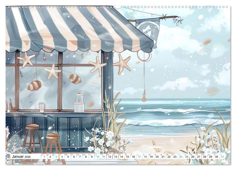 Produktbild: Strandtr&auml;ume in Aquarell (Wandkalender 2026 DIN A2 quer), CALVENDO Monatskalender