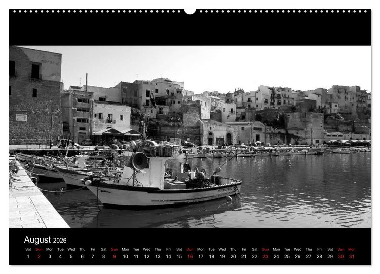 Produktbild: Black and White Sicily (High Quality Premium Wall Calendar 2026 DIN A2 landscape),CALVENDO 12 Month Wall Calendar