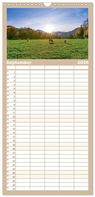 Produktbild: Familienplaner 2026 - Wanderparadies Bayerische Alpen mit 5 Spalten (Wandkalender, 21 x 45 cm) CALVENDO