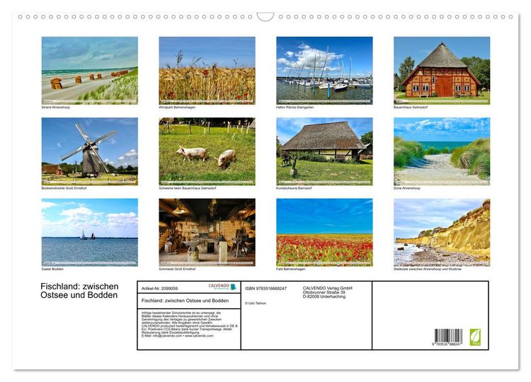 Produktbild: Fischland: zwischen Ostsee und Bodden (Wandkalender 2026 DIN A2 quer), CALVENDO Monatskalender