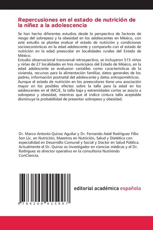 Produktbild: Repercusiones en el estado de nutrici&oacute;n de la ni&ntilde;ez a la adolescencia
