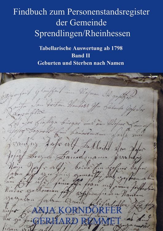 Produktbild: Findbuch zum Personenstandsregister der Gemeinde Sprendlingen/Rheinhessen