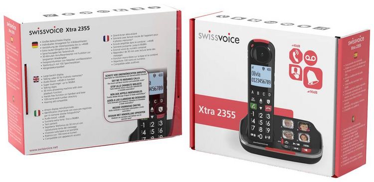 Produktbild: SwissVoice Xtra 2355 Schnurloses Seniorentelefon Anrufbeantworter, Foto-Tasten, Freisprechen, f&uuml;r H&ouml;rger&auml;te kompatibel, Wahlwiederholung Beleuchtet