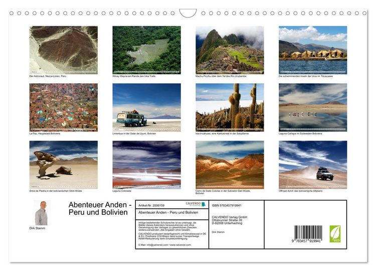 Produktbild: Abenteuer Anden - Peru und Bolivien (Wandkalender 2026 DIN A3 quer), CALVENDO Monatskalender