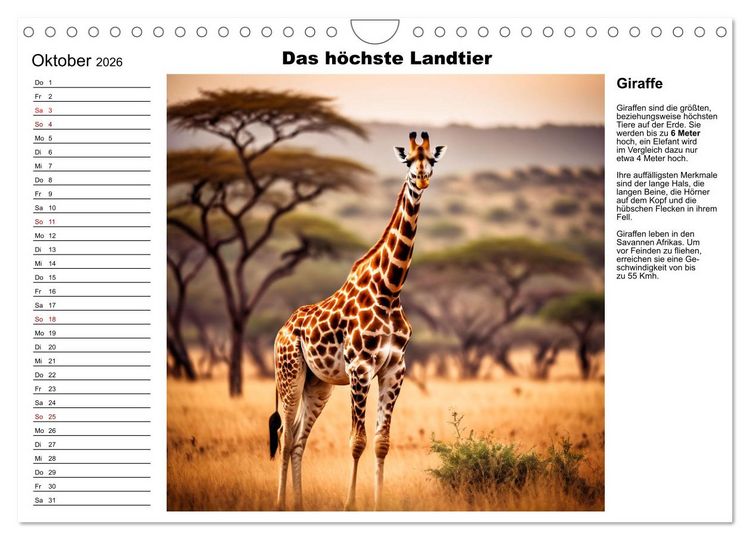Produktbild: Tierische Rekorde (Wandkalender 2026 DIN A4 quer), CALVENDO Monatskalender