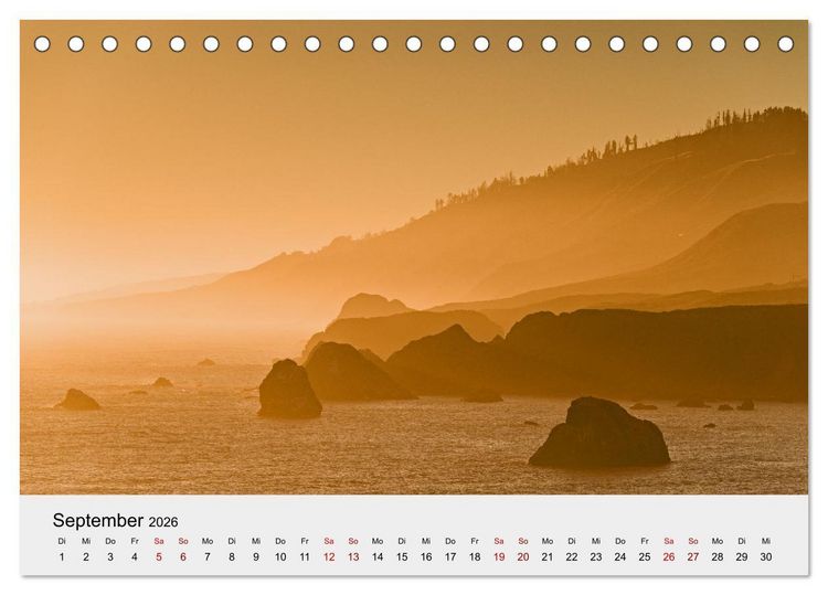 Produktbild: Kalifornien - K&uuml;sten und W&uuml;sten, St&auml;dte und Berge (Tischkalender 2026 DIN A5 quer), CALVENDO Monatskalender