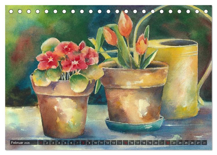 Produktbild: Garten Aquarelle (Tischkalender 2026 DIN A5 quer), CALVENDO Monatskalender