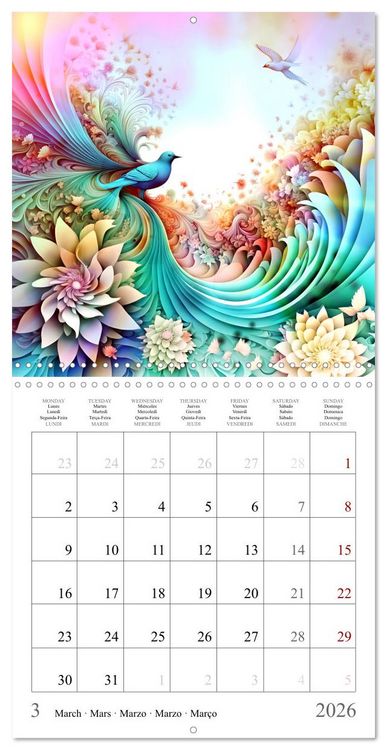 Produktbild: Quatre saisons - Fractales (Calendrier mural carr&eacute; 2026 30x30 cm) Calendrier double avec une page pour vos prises de notes