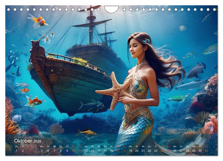 Produktbild: Meerjungfrauen in mystischen Unterwasserwelten (Wandkalender 2026 DIN A4 quer), CALVENDO Monatskalender