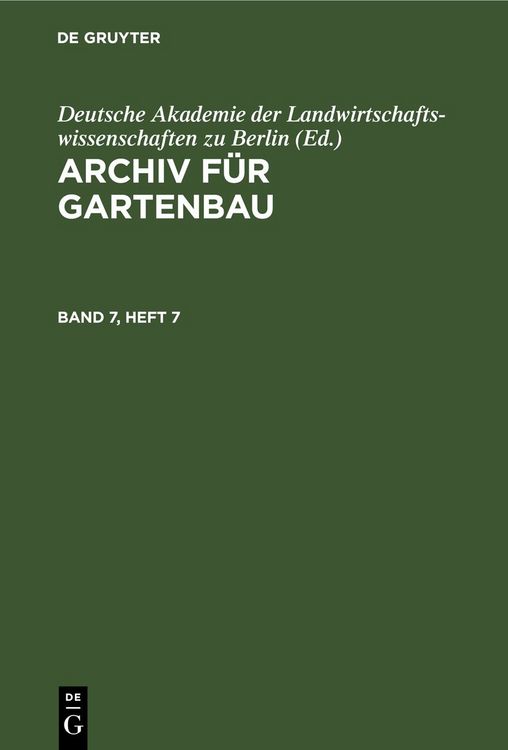Produktbild: Archiv f&uuml;r Gartenbau. Band 7, Heft 7