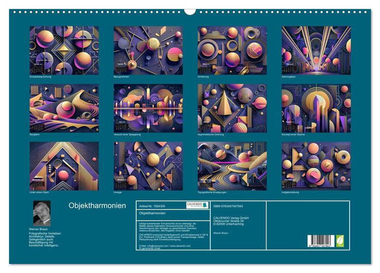 Produktbild: Objektharmonien (Wandkalender 2026 DIN A2 quer), CALVENDO Monatskalender