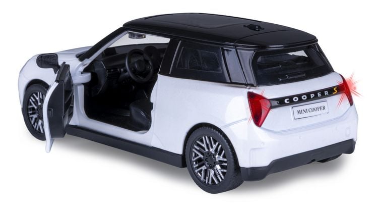 Produktbild: BMW Mini Cooper Diecast 1:28 wei&szlig; inkl. Knopfzellen