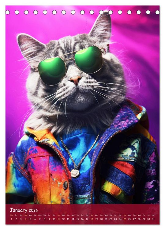 Produktbild: Crazy gangster cats (Desk Calendar 2026 DIN A5 portrait), CALVENDO 12 Month DeskCalendar