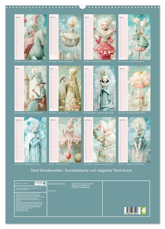 Produktbild: Tarot Wunderwelten. Surrealistische und magische Tarot-Kunst (Wandkalender 2027 DIN A2 hoch), CALVENDO Monatskalender