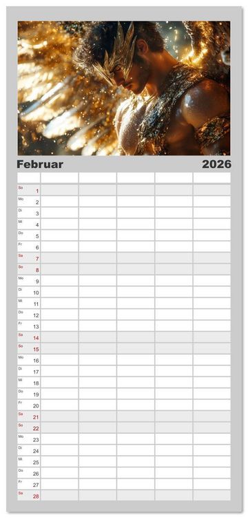 Produktbild: Familienplaner 2026 - G&ouml;tterfunken mit 5 Spalten (Wandkalender, 21 x 45 cm) CALVENDO