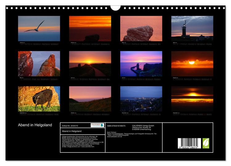 Produktbild: Abend in Helgoland (Wandkalender 2026 DIN A3 quer), CALVENDO Monatskalender