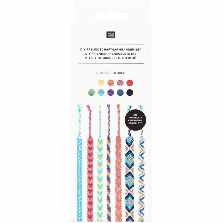 Produktbild: DIY Freundschaftsarmb&auml;nder Set, Classic Colours, 10 x 8 m Stickgarn in 10 verschiedenen Farben, 100 % Baumwolle