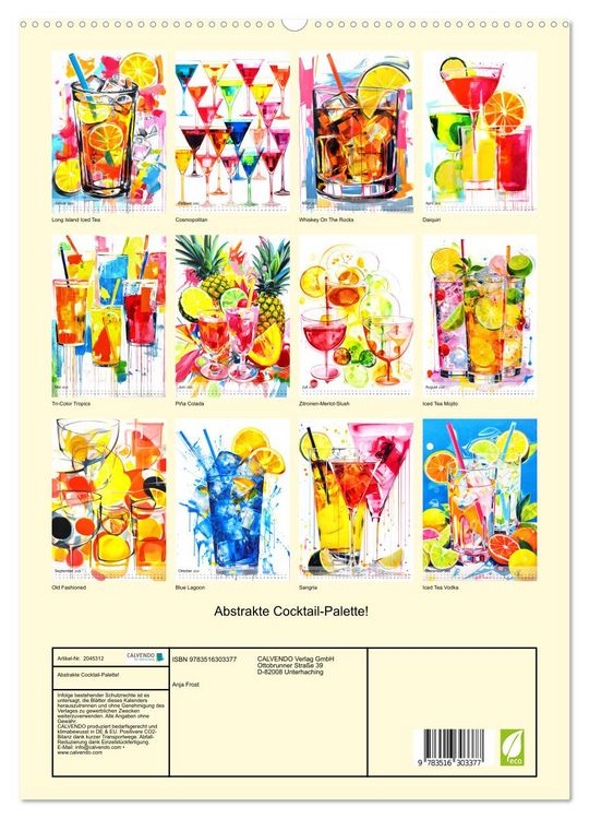 Produktbild: Abstrakte Cocktail-Palette! (hochwertiger Premium Wandkalender 2026 DIN A2 hoch), Kunstdruck in Hochglanz
