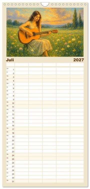 Produktbild: Familienplaner 2027 - Im Zauber der Musik - Romantische Kunstwerke zwischen Klang und Farbe mit 5 Spalten (Wandkalender, 21 x 45 cm) CALVENDO