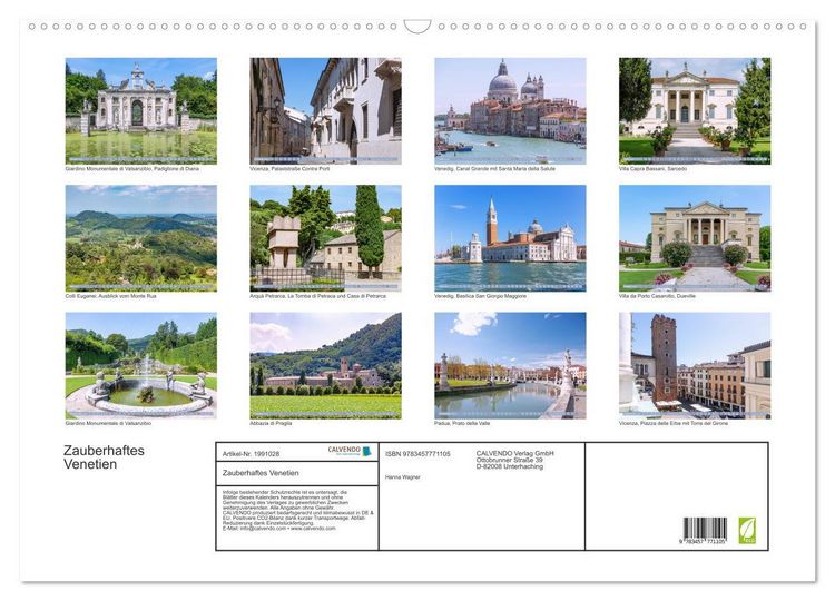 Produktbild: Zauberhaftes Venetien (Wandkalender 2026 DIN A2 quer), CALVENDO Monatskalender