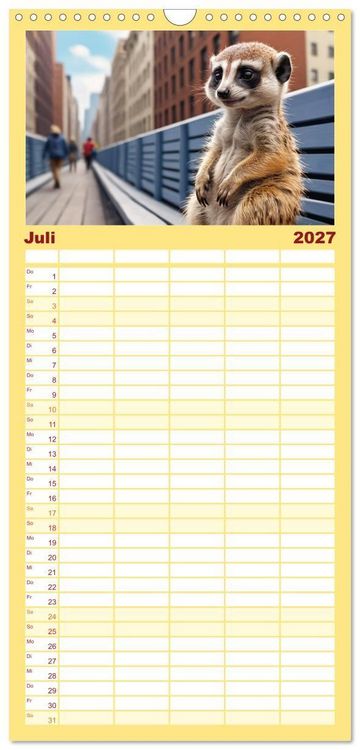 Produktbild: Familienplaner 2027 - Erdm&auml;nnchen in New York City mit 5 Spalten (Wandkalender, 21 x 45 cm) CALVENDO
