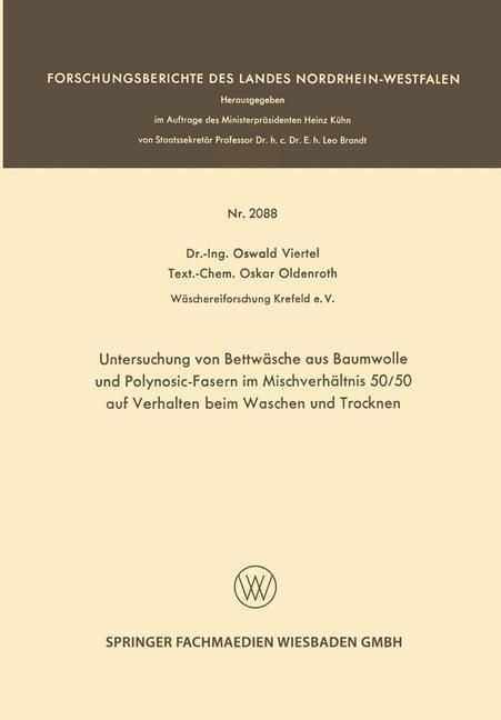 Produktbild: Untersuchung von Bettw&auml;sche aus Baumwolle und Polynosic-Fasern im Mischverh&auml;ltnis 50/50 auf Verhalten beim Waschen und Trocknen