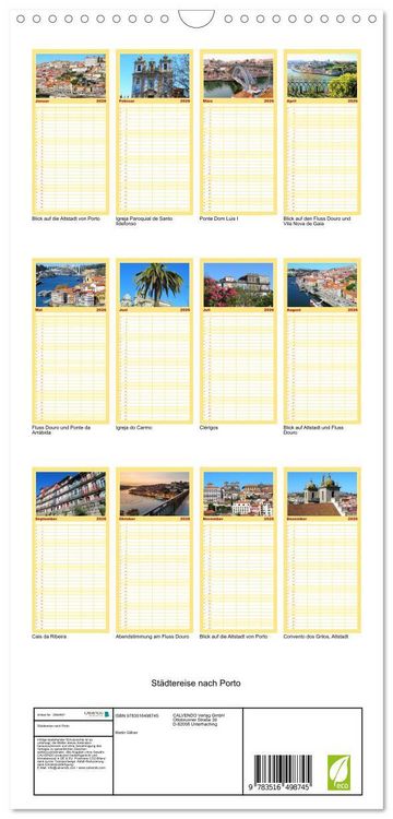 Produktbild: Familienplaner 2026 - St&auml;dtereise nach Porto mit 5 Spalten (Wandkalender, 21 x 45 cm) CALVENDO