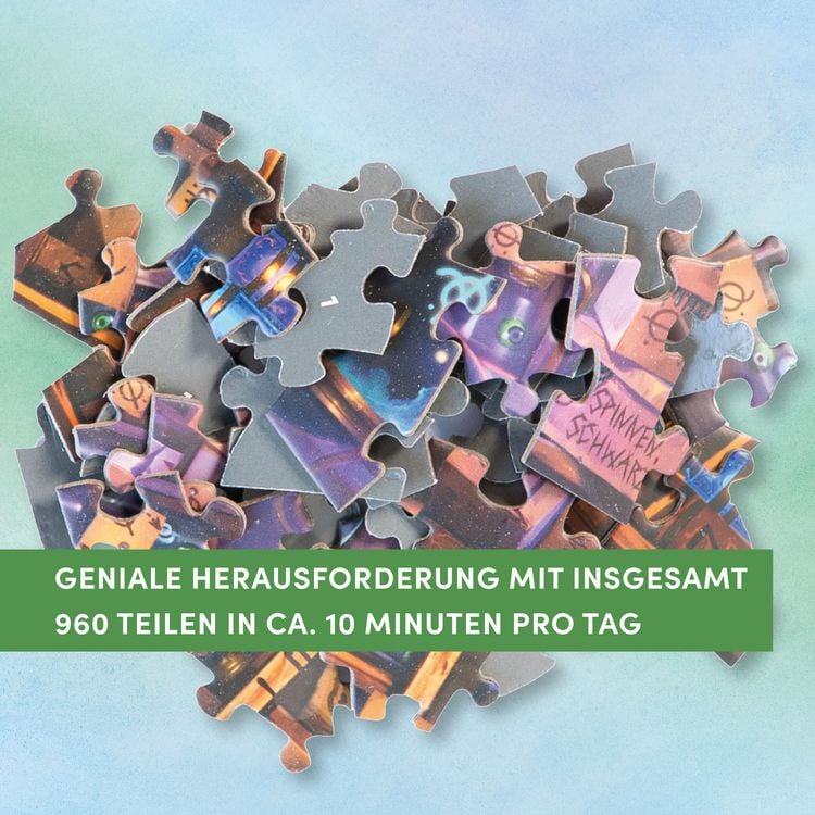 Produktbild: Puzzle-R&auml;tsel-Adventskalender: Im Labor der Winterhexe &ndash; 24 Puzzles mit insgesamt 960 Teilen
