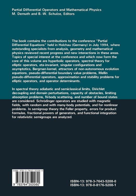 Produktbild: Partial Differential Operators and Mathematical Physics