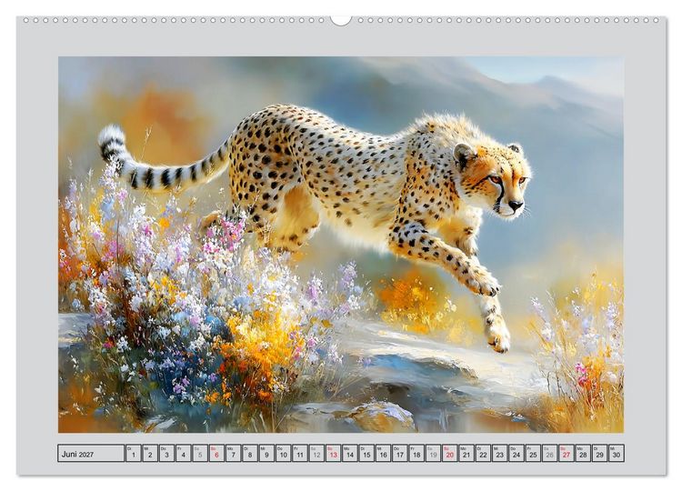 Produktbild: Geparden. Eleganz zwischen Speed und Stille (hochwertiger Premium Wandkalender 2027 DIN A2 quer), Kunstdruck in Hochglanz