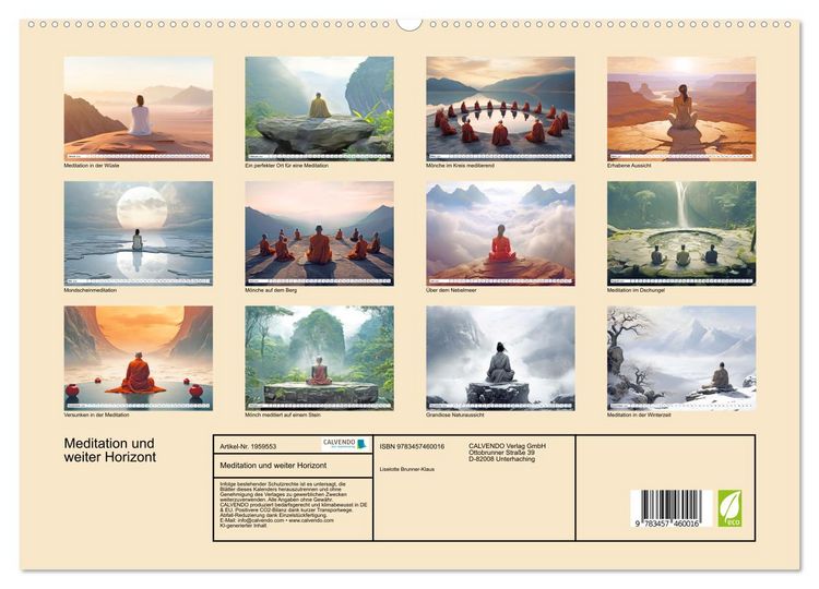 Produktbild: Meditation und weiter Horizont (hochwertiger Premium Wandkalender 2026 DIN A2 quer), Kunstdruck in Hochglanz