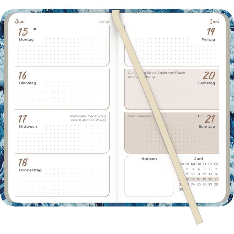 Produktbild: Lady Journal Slim Waves 2026 - Taschen-Kalender 9x15,6 cm - Weekly - 128 Seiten - Notiz-Buch - mit Info- und Adressteil - Alpha Edition