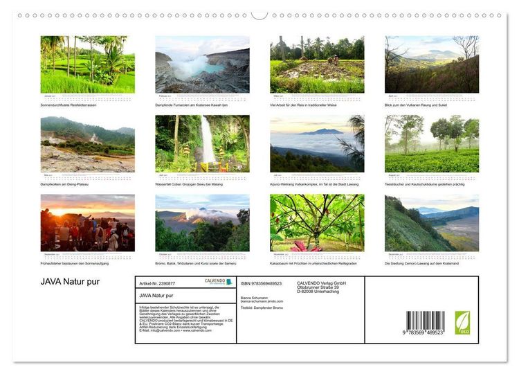 Produktbild: JAVA Natur pur (hochwertiger Premium Wandkalender 2027 DIN A2 quer), Kunstdruck in Hochglanz