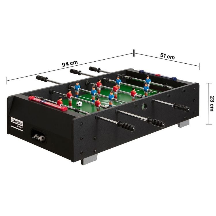 Produktbild: Bandito Sport - Mini-Kicker Bandito mit Teleskopstangen Tischaufleger 94 x 51 x 23 cm, schwarz