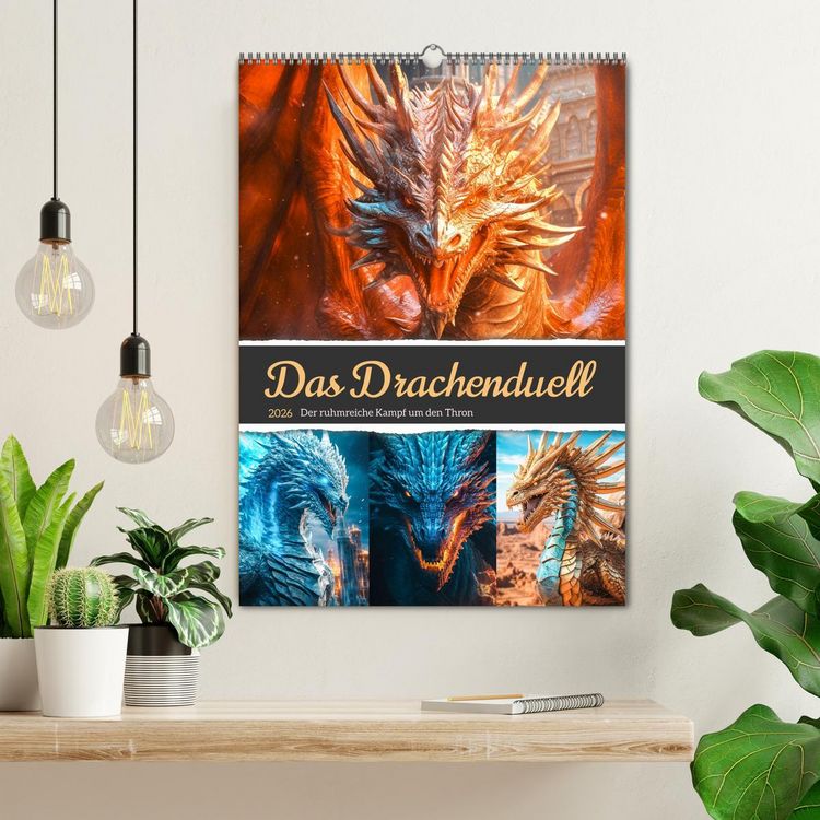 Produktbild: Das Drachenduell (Wandkalender 2026 DIN A2 hoch), CALVENDO Monatskalender