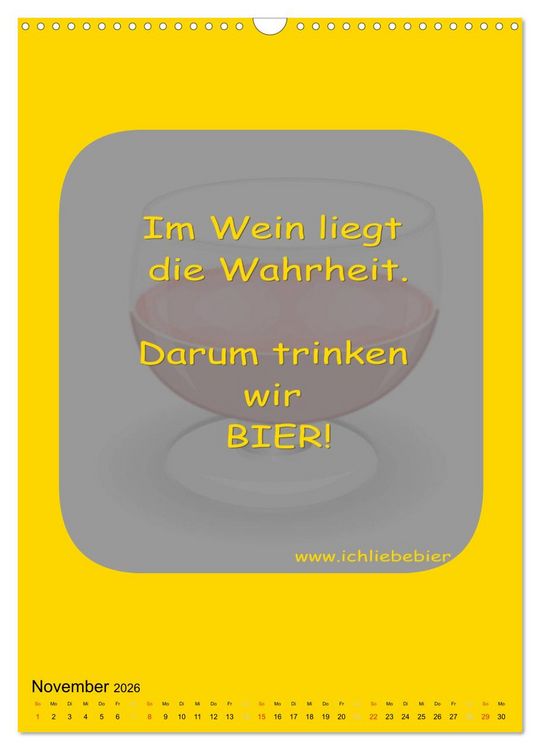 Produktbild: Ich liebe Bier (Wandkalender 2026 DIN A3 hoch), CALVENDO Monatskalender