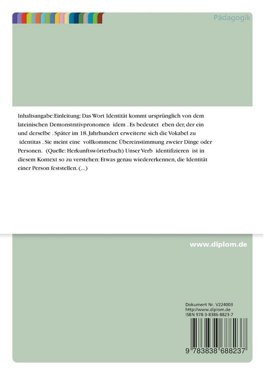 Produktbild: Jugend und Identit&auml;t
