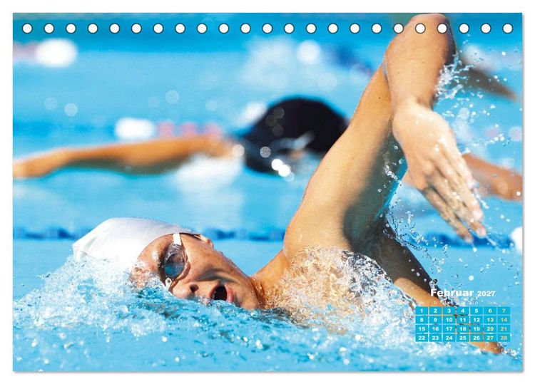 Produktbild: Schwimmen: Sport auf blauen Bahnen (Tischkalender 2027 DIN A5 quer), CALVENDO Monatskalender