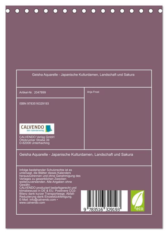 Produktbild: Geisha Aquarelle - Japanische Kulturdamen, Landschaft und Sakura (Tischkalender 2026 DIN A5 hoch), CALVENDO Monatskalender