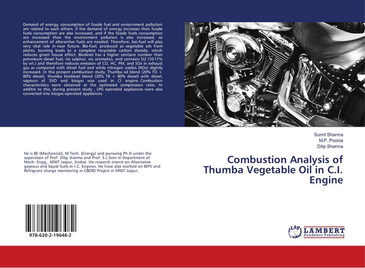 Produktbild: Combustion Analysis of Thumba Vegetable Oil in C.I. Engine