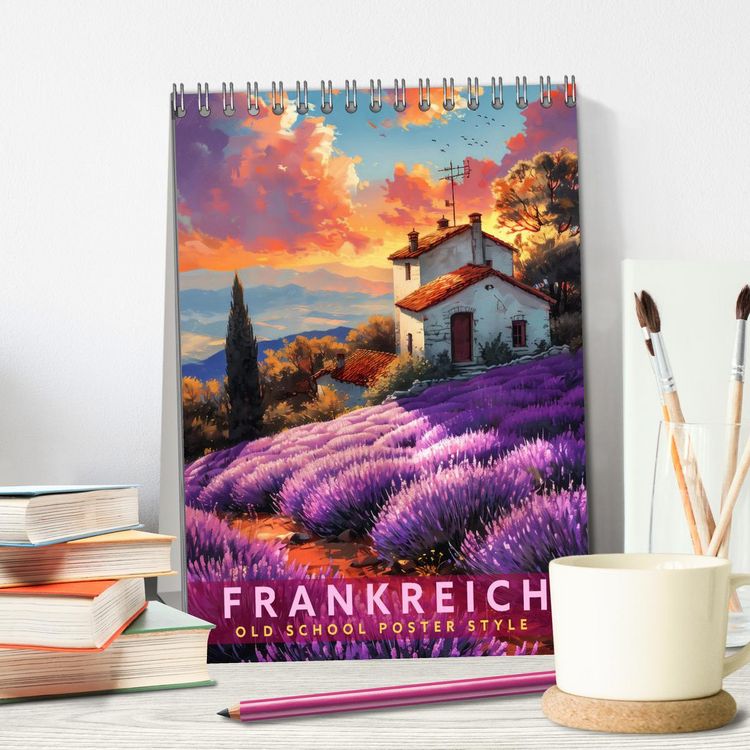 Produktbild: Frankreich - Old School Poster Style (Tischkalender 2026 DIN A5 hoch), CALVENDO Monatskalender