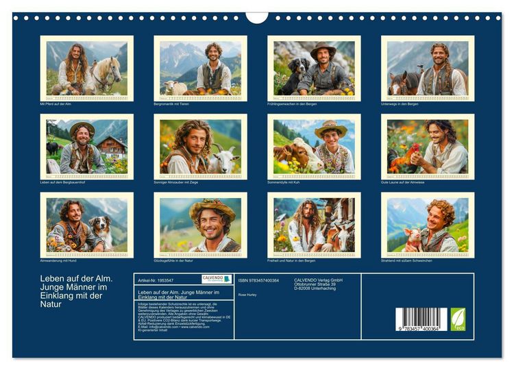 Produktbild: Leben auf der Alm. Junge M&auml;nner im Einklang mit der Natur (Wandkalender 2026 DIN A3 quer), CALVENDO Monatskalender