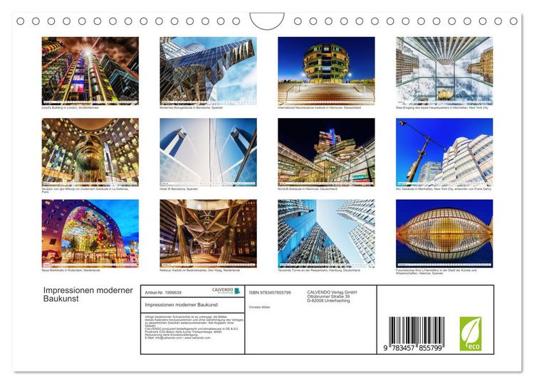 Produktbild: Impressionen moderner Baukunst (Wandkalender 2026 DIN A4 quer), CALVENDO Monatskalender