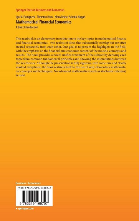 Produktbild: Mathematical Financial Economics