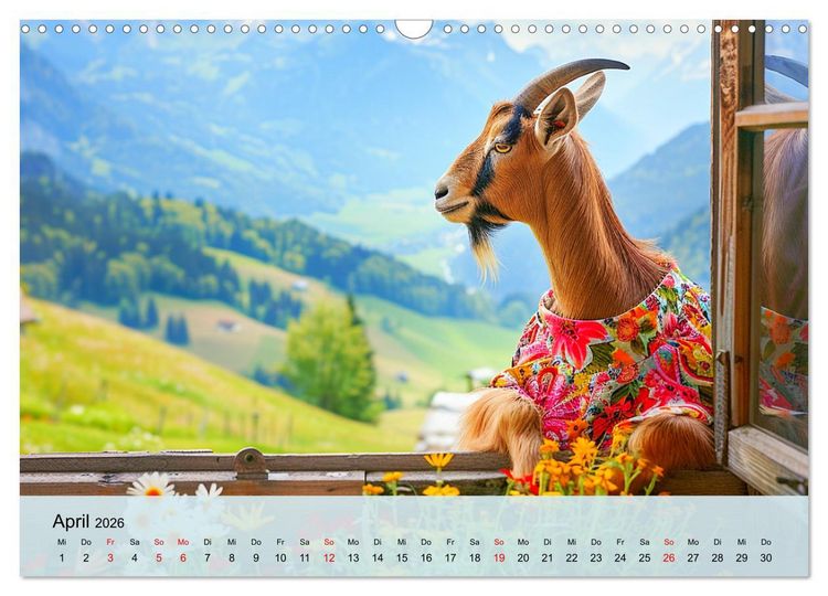 Produktbild: Ziegen im Modezauber. Ein alpiner Fashion-Marathon (Wandkalender 2026 DIN A3 quer), CALVENDO Monatskalender