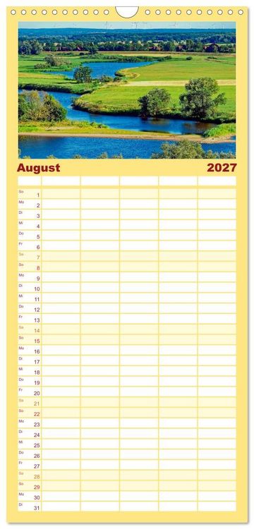 Produktbild: Familienplaner 2027 - Flusslandschaft Elbe mit 5 Spalten (Wandkalender, 21 x 45 cm) CALVENDO
